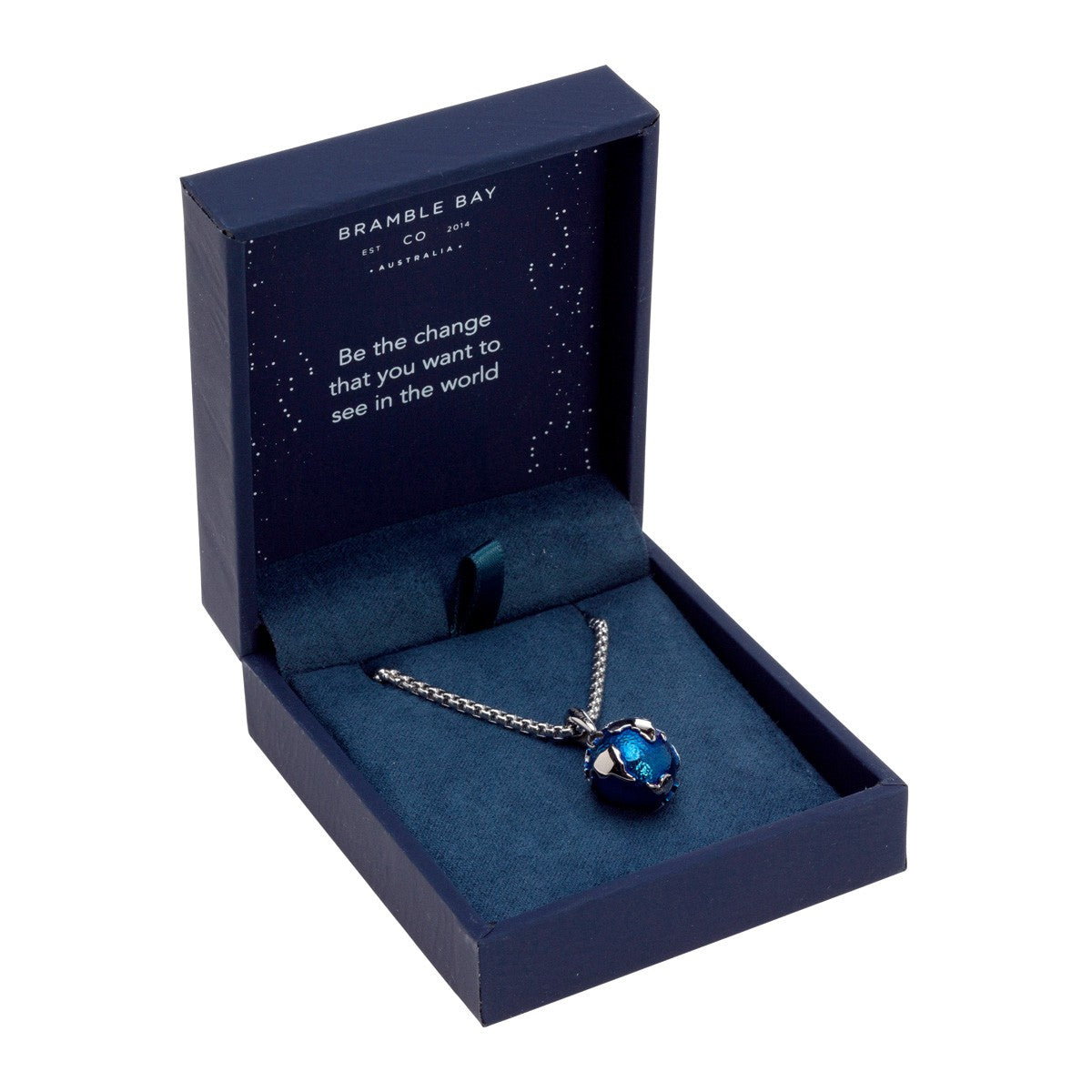 Planet Earth Necklace - Silver/blue