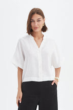 Boxy Button Linen Shirt [siz:small]