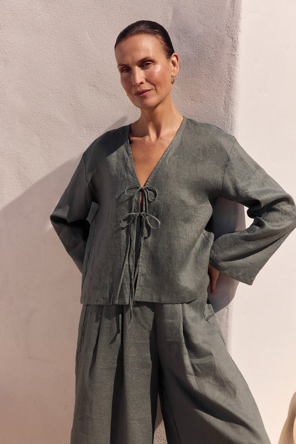 Tie Front Top Petrol [siz:med]