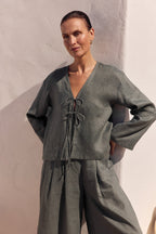 Tie Front Top Petrol [siz:med]