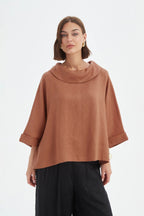 Funnel Neck Boxy Top Cedar [siz:s-m]