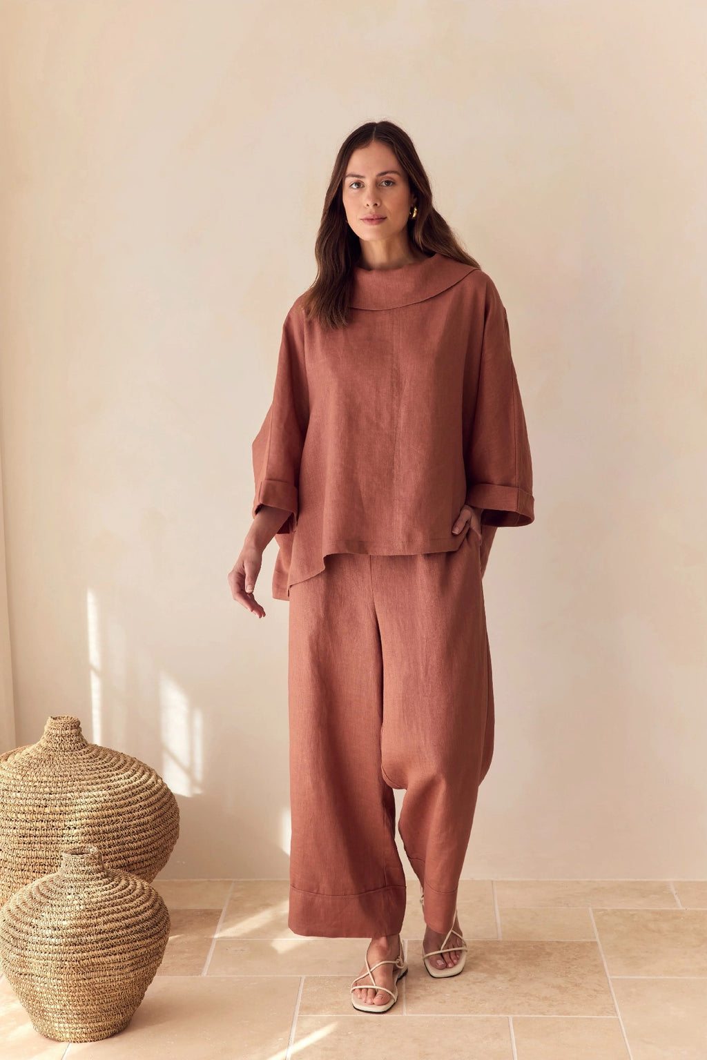 Funnel Neck Boxy Top Cedar [siz:l-xl]