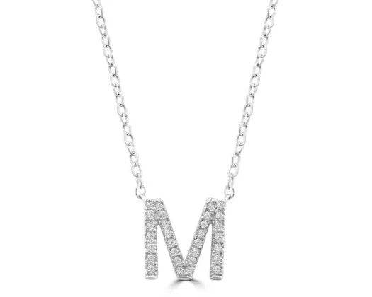 Initial Necklace - Diamond [col:white Gold Des:m]