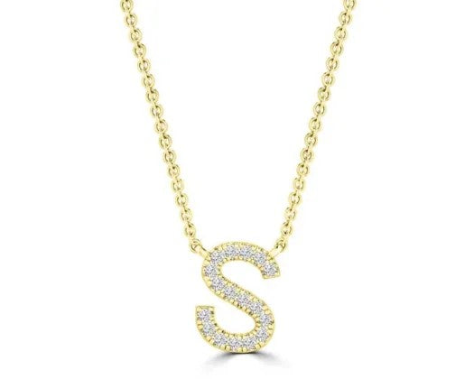 Initial Necklace - Diamond [col:yellow Gold Des:s]