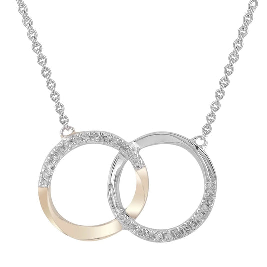 Necklace - Double Ring 9k Gold And Diamond [col:yellow Gold]