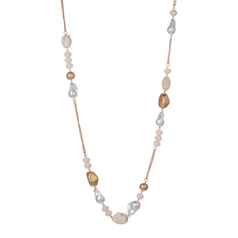 Zen _ Necklaces Gold, Silver And Pink Beads 