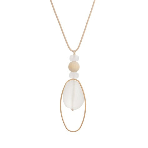 Zen Necklace+ Large Gold Circle With Timber Small Bead 