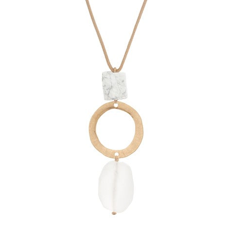 Zen Necklaces_ Gold Circle With White Rock 