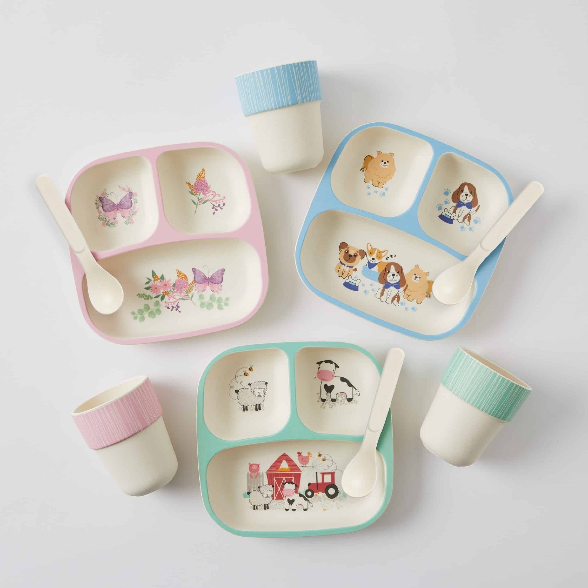 Butterfly Fun Bamboo Kids Dinner Set