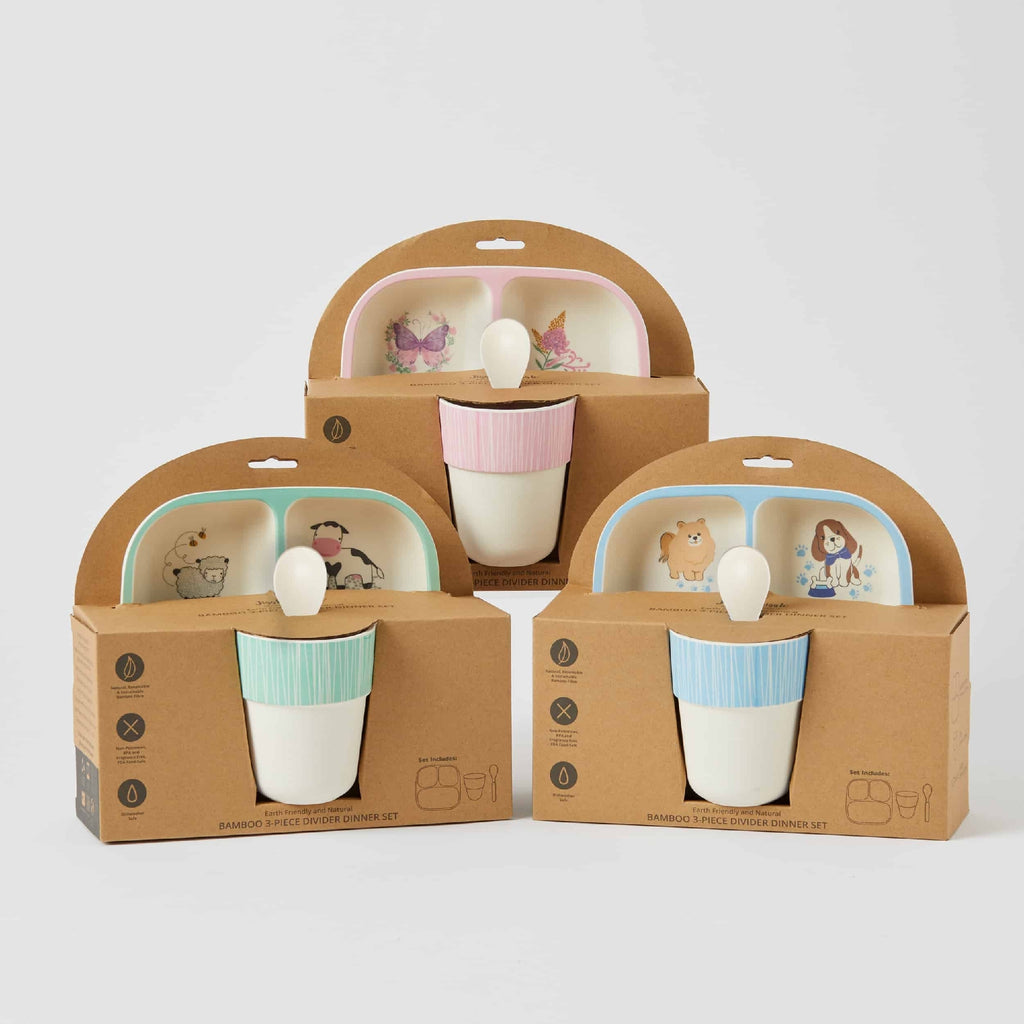 Butterfly Fun Bamboo Kids Dinner Set