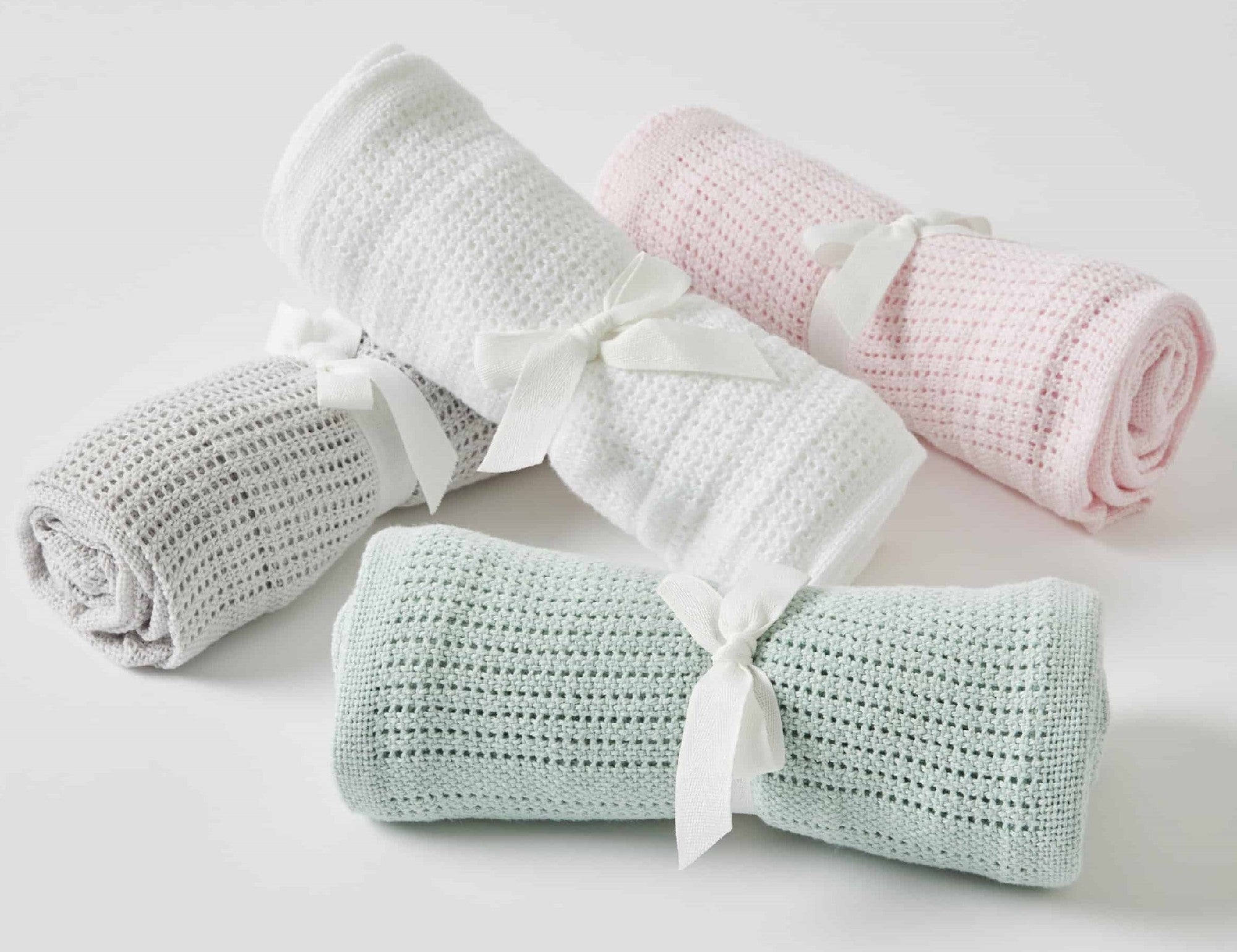 Cotton Cellular Baby Blanket [col:blue]
