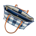Gingham Navy & White Tote
