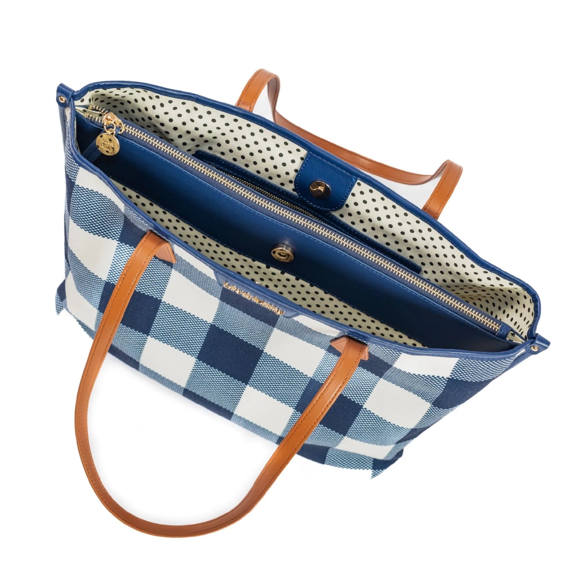 Gingham Navy & White Tote