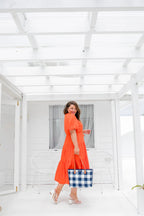 Gingham Navy & White Tote