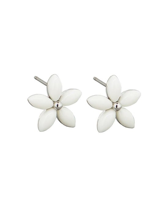 Tiger Tree White Petal Flower Stud