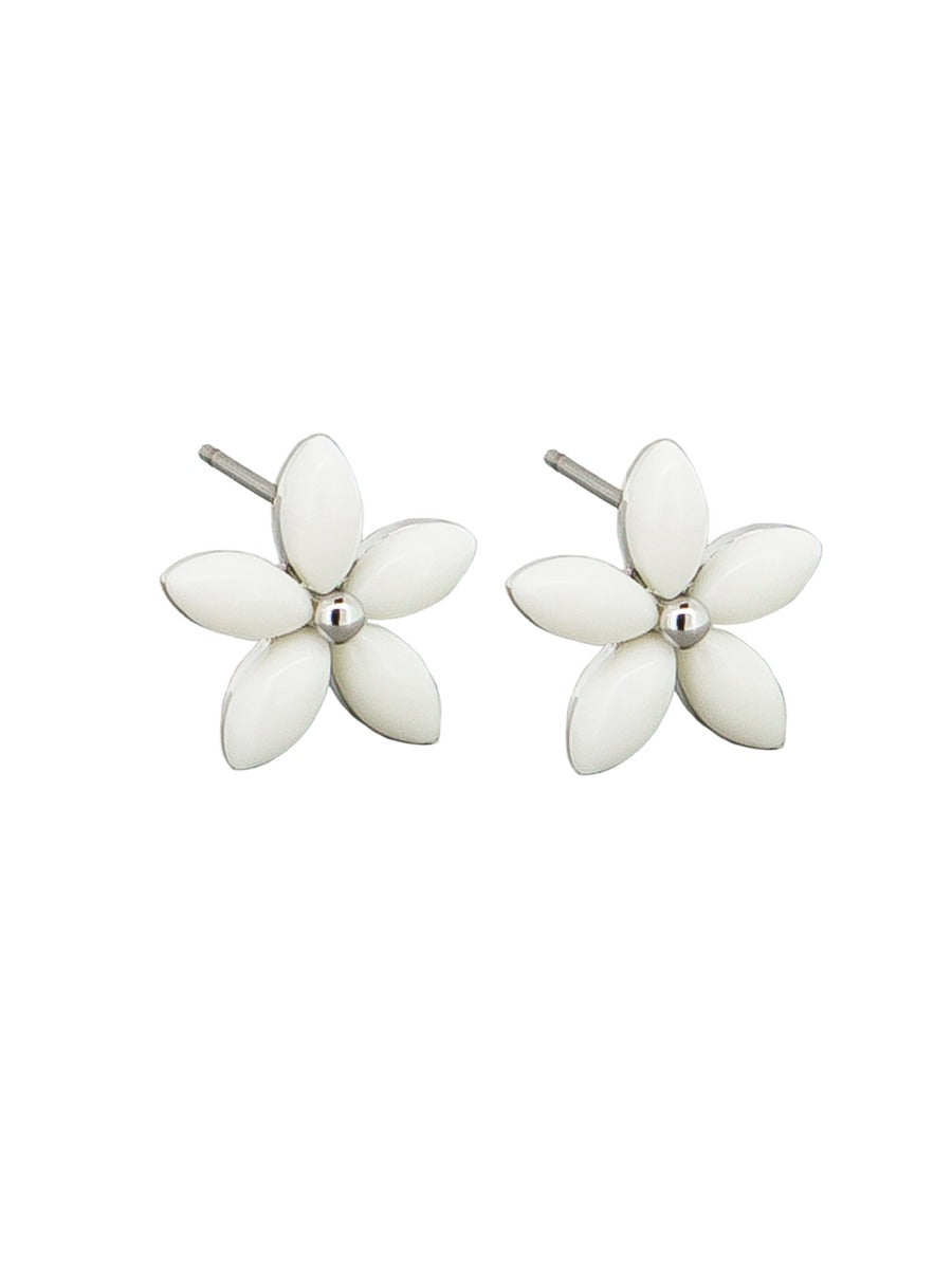 Tiger Tree White Petal Flower Stud