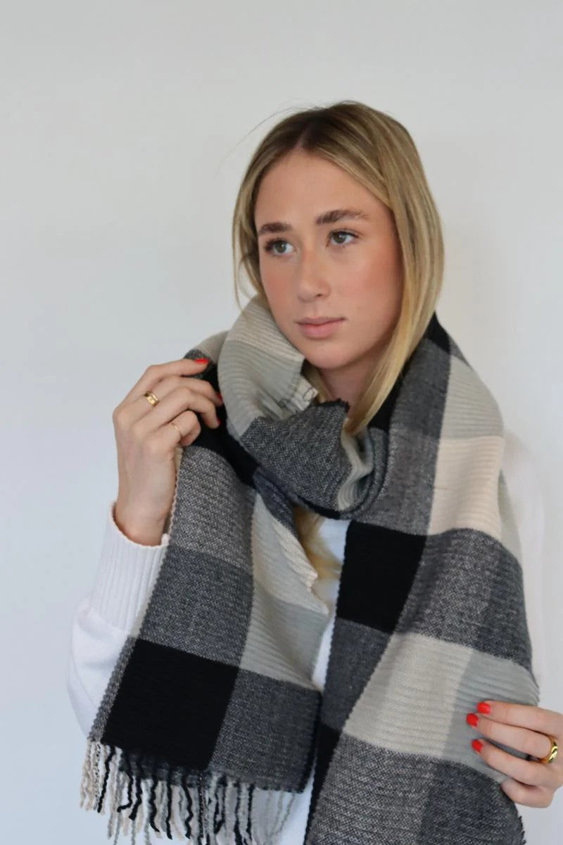 Scarf - Crinkle Black Grey