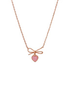 Tiger Tree - Rose Gold Ribbon & Heart Necklace