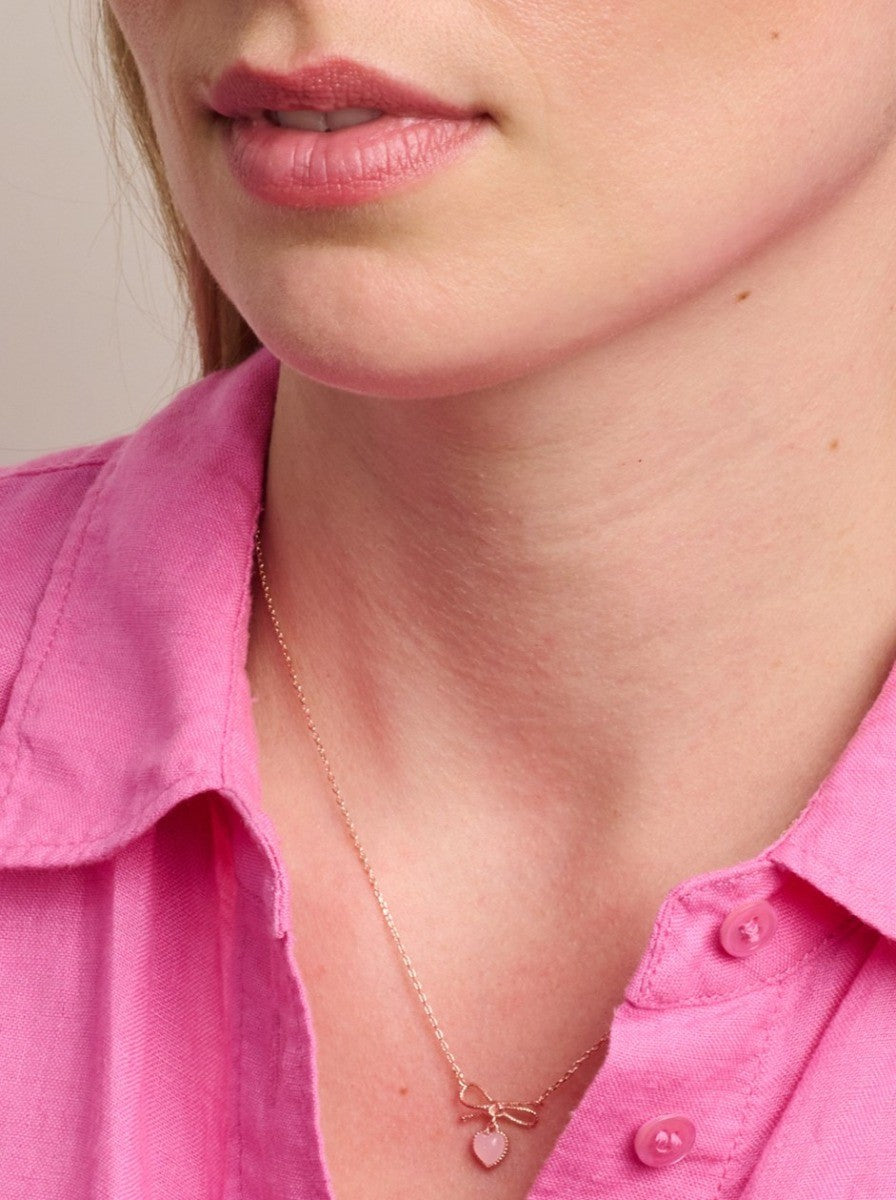 Tiger Tree - Rose Gold Ribbon & Heart Necklace