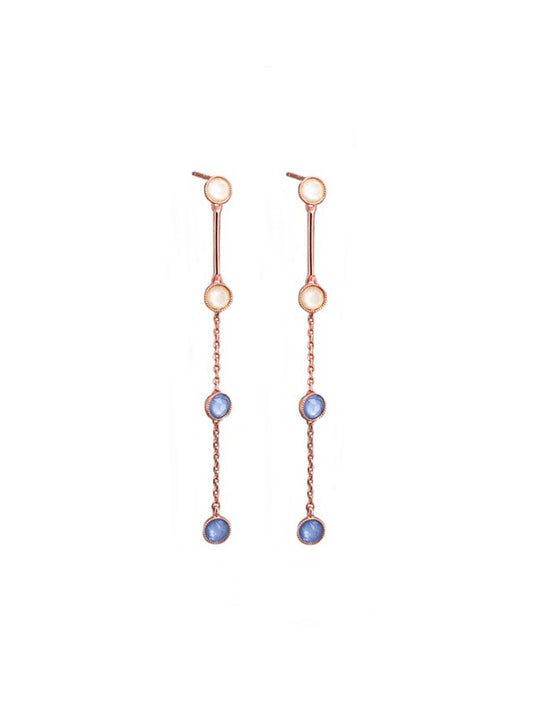Tiger Tree - Rose Golf Blue Hanging Crystal Earrings