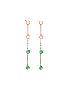 Tiger Tree - Rose Gold Green Hanging Crystal Earrings