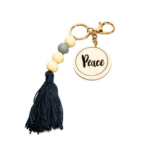 Beaded Bliss Macrame Keyring- Peace 