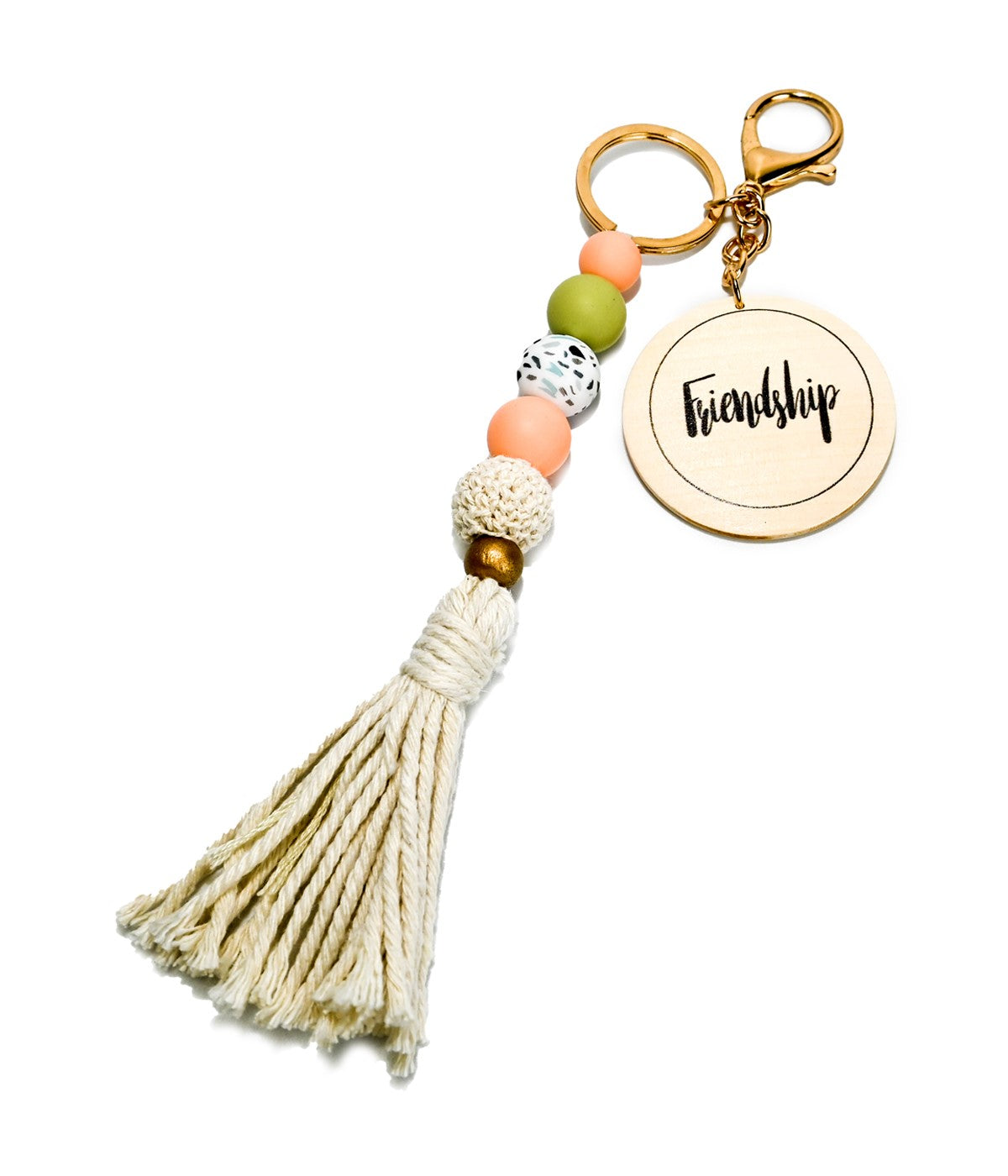 Beaded Bliss Macrame Keyring- Friendship 