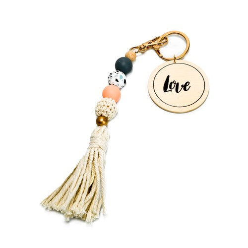 Beaded Bliss Macrame Keyring -love 