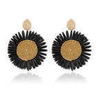 Flora Sunflower Earrings [col:gold Black]