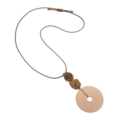 Zen Necklace With Two Stone And Timber 