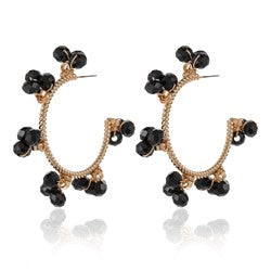 Flora Earrings Gold With [col:black Beads]