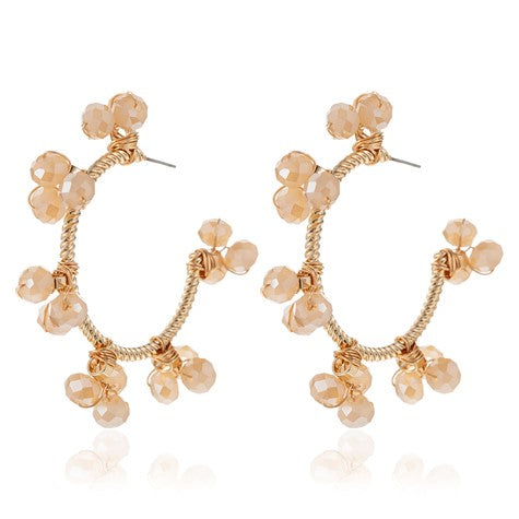 Flora Earrings Gold With [col:cream Beads]
