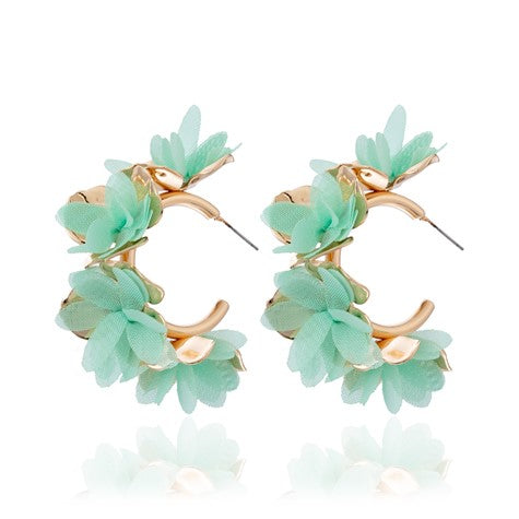 Flora Earrings Gold With Colour Peddles [col:green]