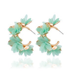 Flora Earrings Gold With Colour Peddles [col:green]