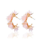 Flora Earrings Gold With Colour Peddles [col:pink]