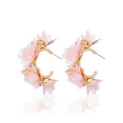 Flora Earrings Gold With Colour Peddles [col:pink]