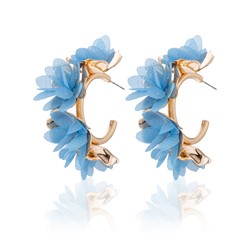 Flora Earrings Gold With Colour Peddles [col:blue]