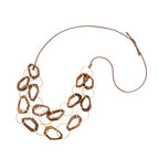 Zen__necklace- Gold Circle With Timber [col:brown]