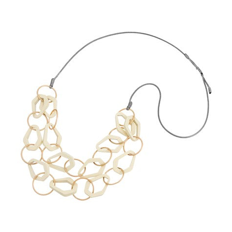 Zen__necklace- Gold Circle With Timber [col:cream]