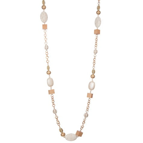 Zen Necklance- Timber Squares With Gold Beads 