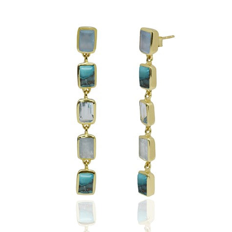 Gema Earrings Bass Gold Platted 5 Ways Of Blue 