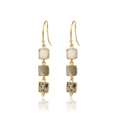Gemma Earings Bass Gold Platted With Three Stone Drop 