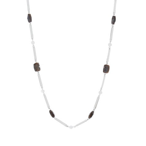 Lotus Necklace- Silver With Grey Beads 
