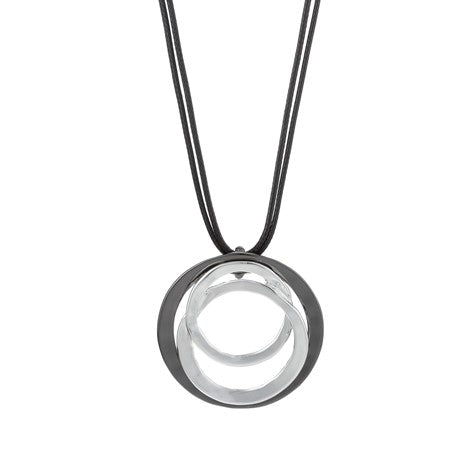 Lotus Necklaces Black Circle With [col:silver]