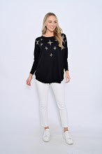 Cross Animal Print Knit Top - Black [siz:large To Xl]
