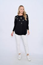 Cross Animal Print Knit Top - Black [siz:large To Xl]