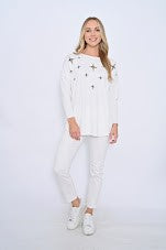 Cross Anmal Print Knit Top- White [siz:medium To Large]