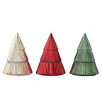 Tree Candle Glass/wax 12x17cm 3 Assorted 