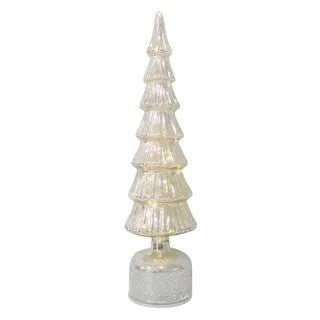Tree Glass Led 9x42cm Shiny Silver 