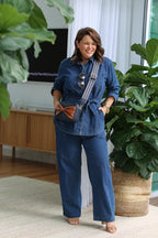 Sally Bow - Navy & Tan Bow 